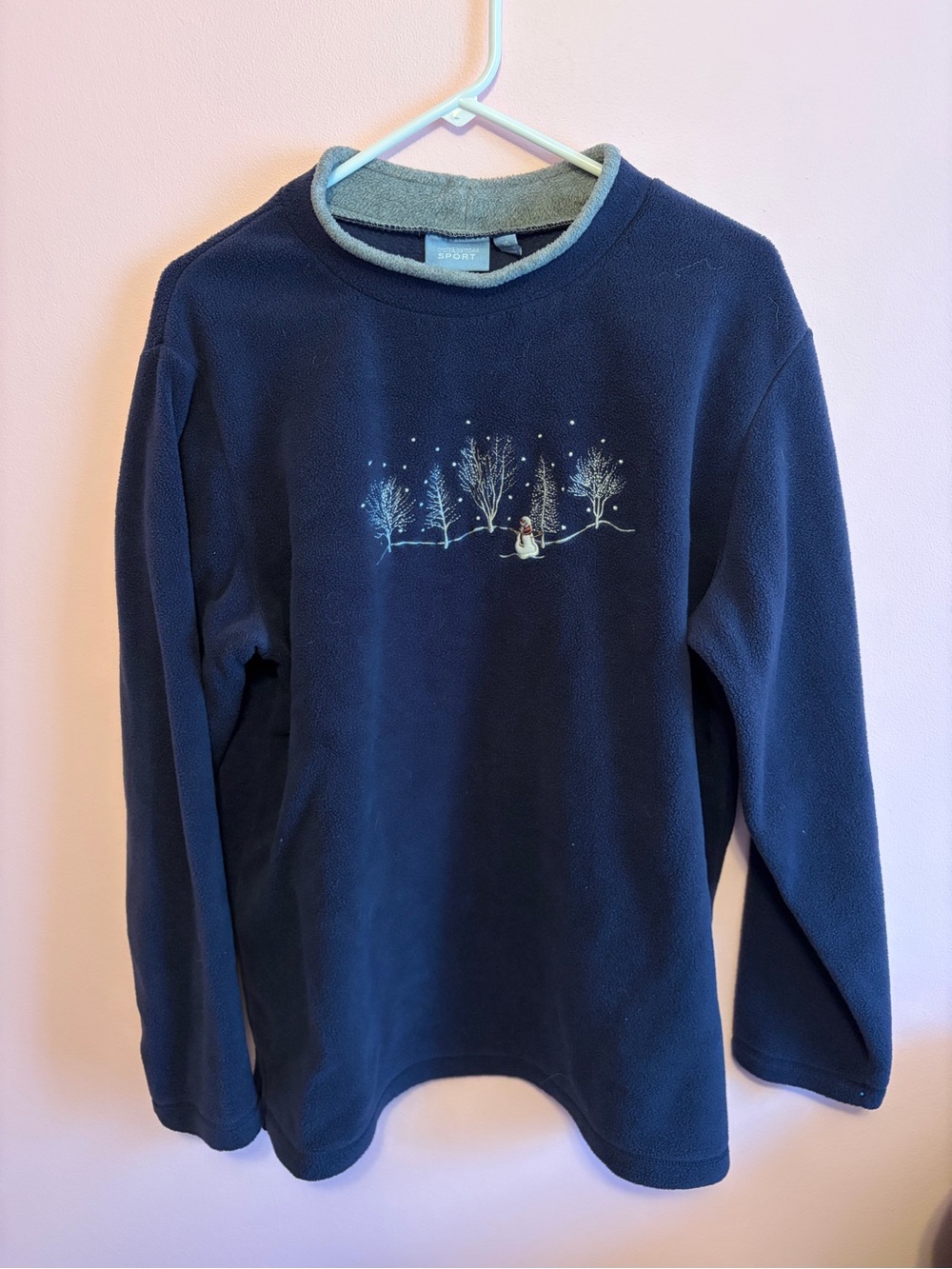 Vintage Navy Fleece Embroidered Crewneck